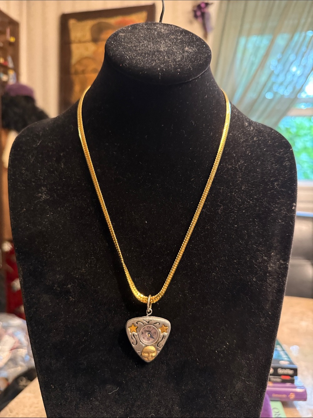 Artistian celestial compass guitar pick pendant necklace, incredibly unusual